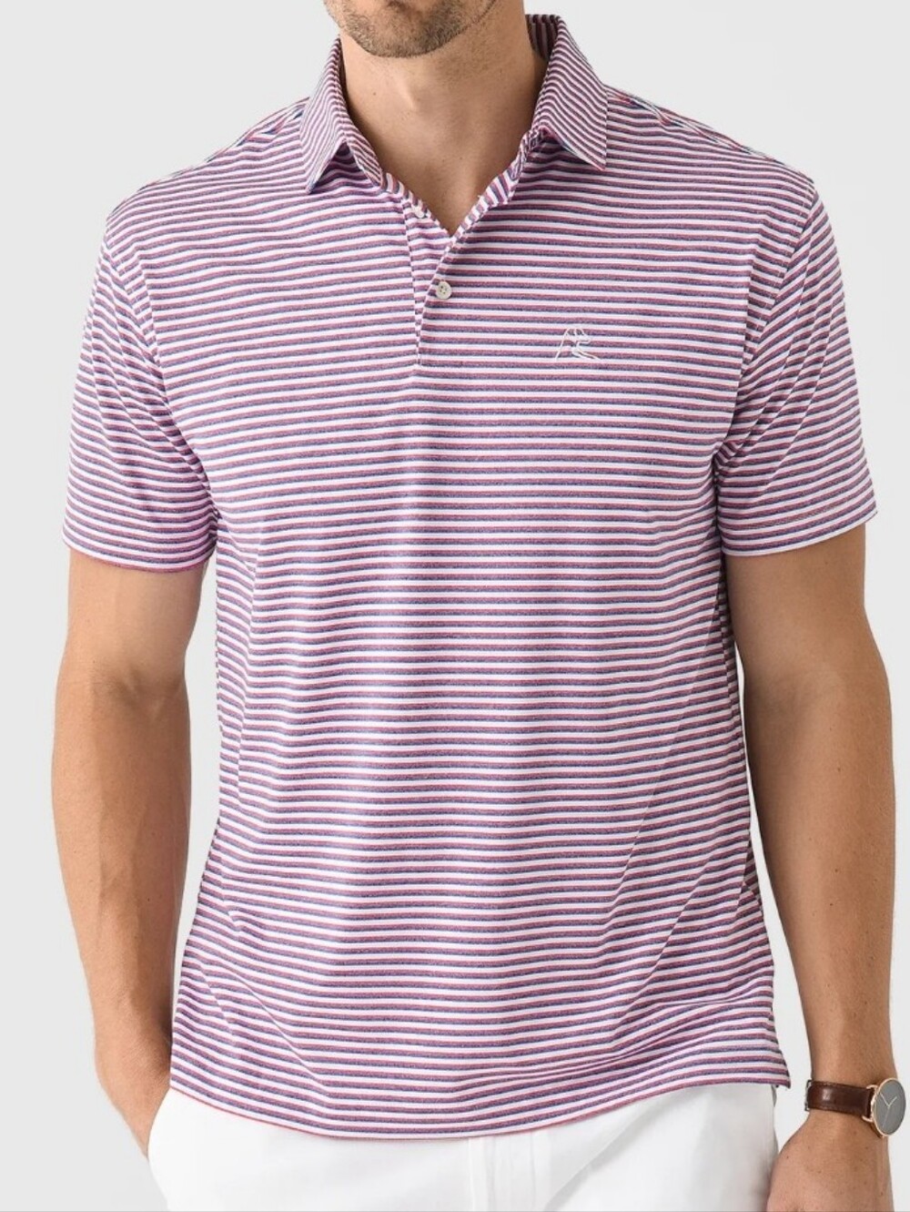 Rhoback Spacious Skies Heather Striped Polo